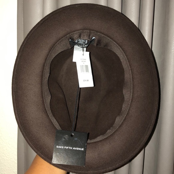 NWT Saks Fifth Avenue Brown Wool Hat - Picture 2 of 8